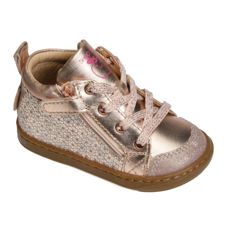 BOUBA BI ZIP GIRL Rose Or, Chaussures à Lacets Shoopom