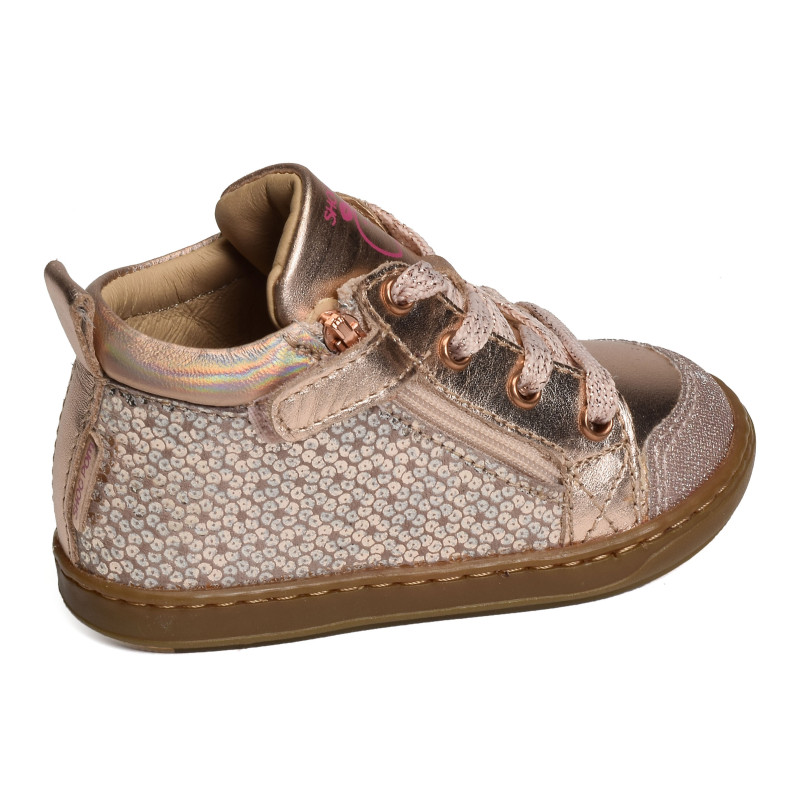 BOUBA BI ZIP GIRL Rose Or, Chaussures à Lacets Shoopom