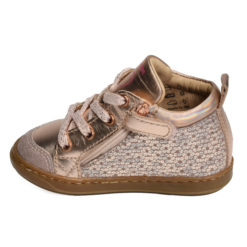 BOUBA BI ZIP GIRL Rose Or, Chaussures à Lacets Shoopom