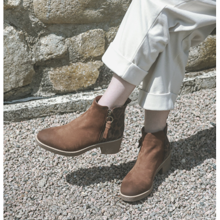 EVLUNE Marron Léopard, Bottines Fugitive