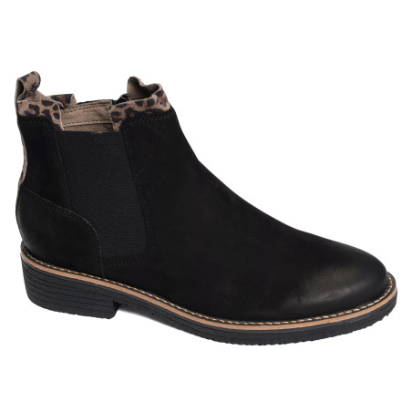 GENOI Noir Léopard, Chelsea boots Fugitive