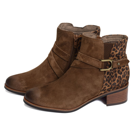 RADION Cognac Léopard, Bottines Fugitive