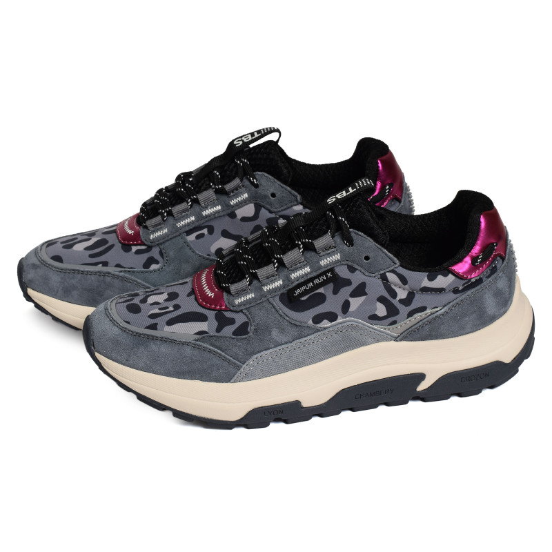 JAZONNE Gris Léopard, Baskets running TBS