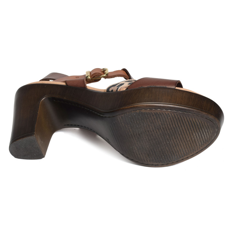 3416 Marron Léopard, Nu-Pieds à talon Eva Frutos