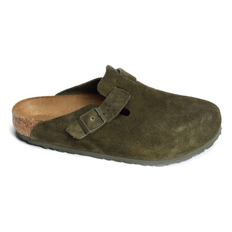 BOSTON SUEDE Kaki, Sabots Birkenstock