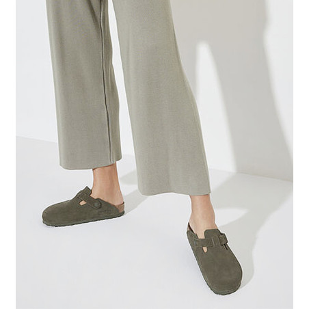 BOSTON SUEDE Kaki, Sabots Birkenstock