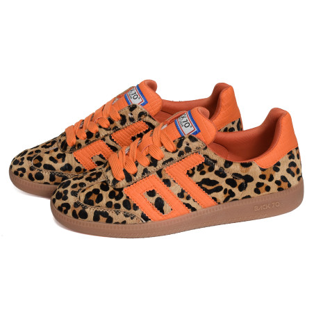 CLOUD LEOPARD Léopard Orange, Sneakers basses Back 70