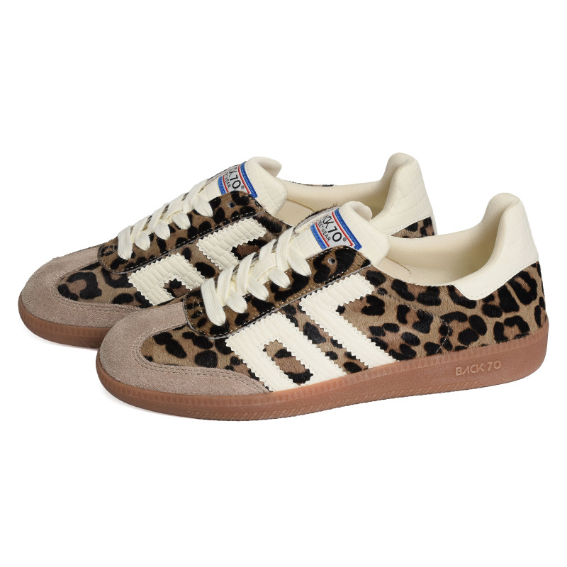 CLOUD LEOPARD Taupe Léopard, Sneakers basses Back 70