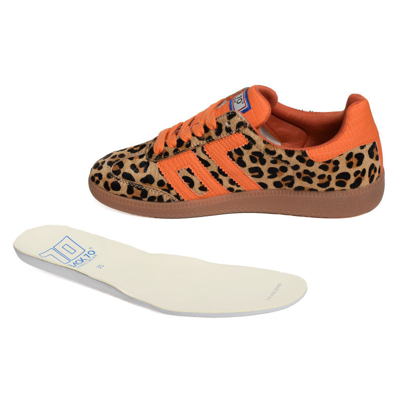 CLOUD LEOPARD Léopard Orange, Sneakers basses Back 70