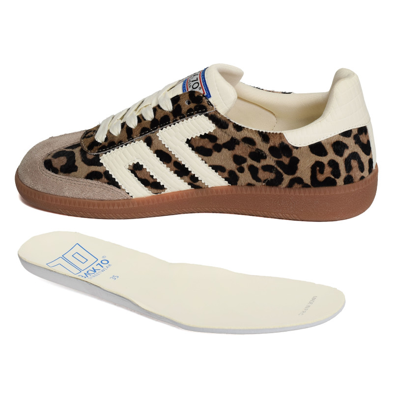 CLOUD LEOPARD Taupe Léopard, Sneakers basses Back 70