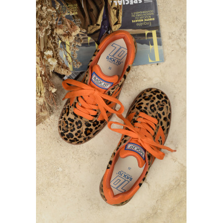 CLOUD LEOPARD Léopard Orange, Sneakers basses Back 70