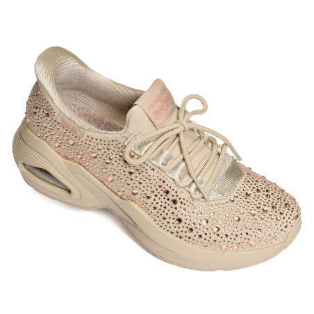 UNO RHINESTONED AIR Beige, Baskets running Skechers