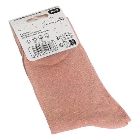 BOMBASSE Rose Glitter, Chaussettes Les Sachoussettes