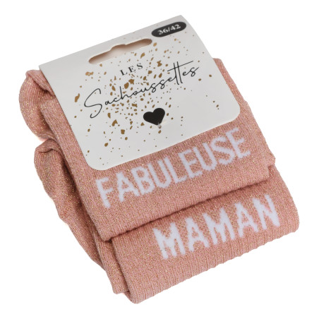 FABULEUSE MAMAN Rose Glitter, Chaussettes Les Sachoussettes