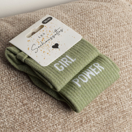 GIRL POWER Vert Clair, Chaussettes Les Sachoussettes