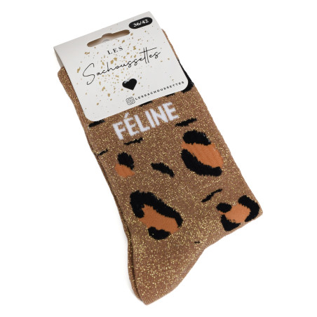 FELINE Marron Léopard, Chaussettes Les Sachoussettes