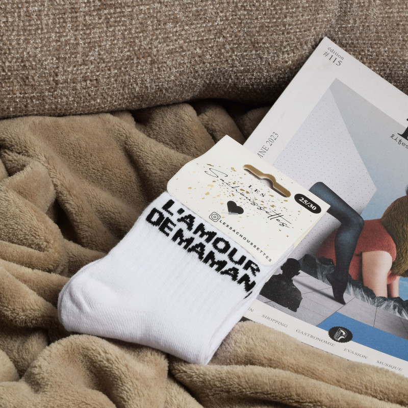 LAMOUR DE MAMAN Blanc Noir, Chaussettes Les Sachoussettes