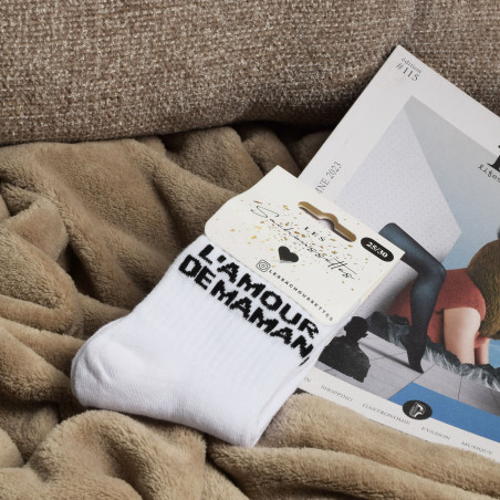 LAMOUR DE MAMAN Blanc Noir, Chaussettes Les Sachoussettes