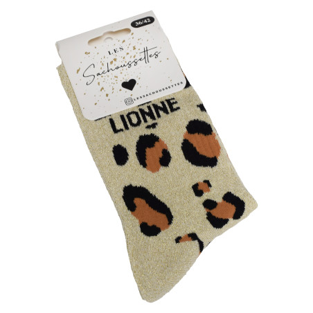 LIONNE Or Léopard, Chaussettes Les Sachoussettes
