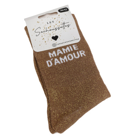 MAMIE DAMOUR Marron Or, Chaussettes Les Sachoussettes