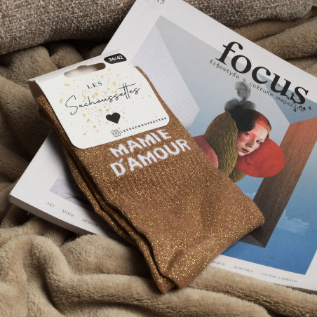 MAMIE DAMOUR Marron Or, Chaussettes Les Sachoussettes