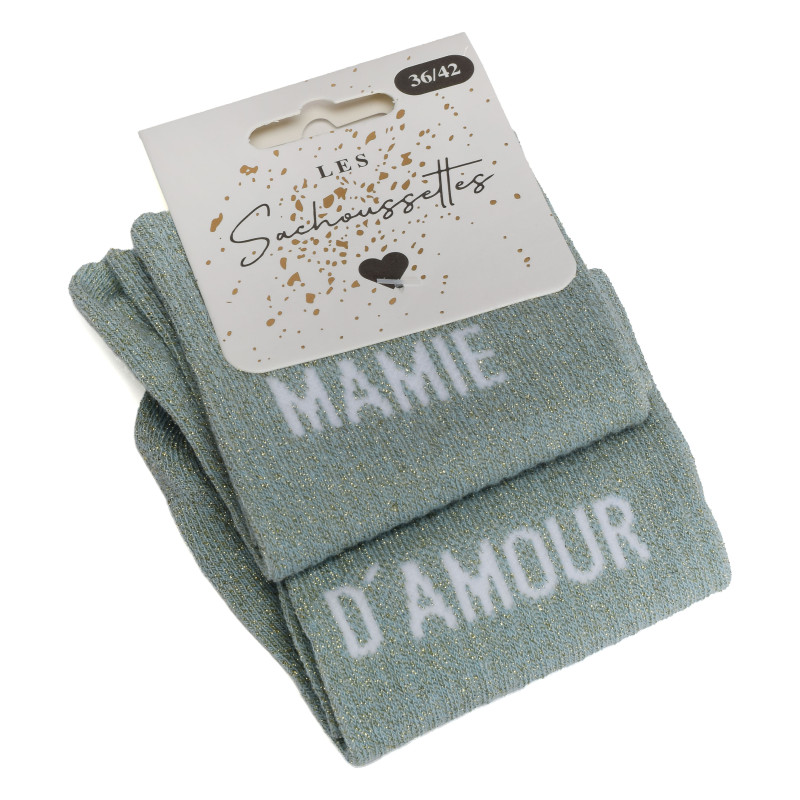MAMIE DAMOUR Vert Eau, Chaussettes Les Sachoussettes