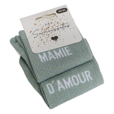 MAMIE DAMOUR Vert Eau, Chaussettes Les Sachoussettes