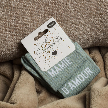 MAMIE DAMOUR Vert Eau, Chaussettes Les Sachoussettes