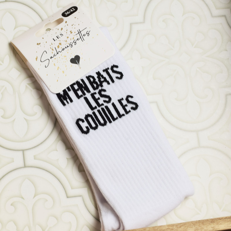 MEN BATS LES COUILLES Blanc Noir, Chaussettes Les Sachoussettes