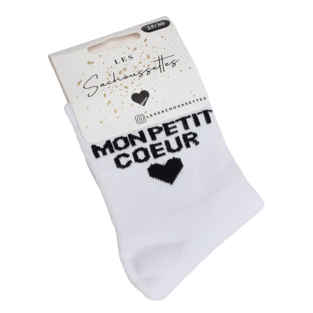 MON PETIT COEUR Blanc Noir, Chaussettes Les Sachoussettes