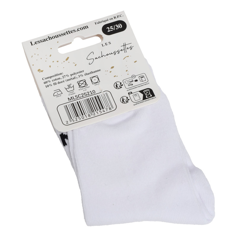 MON PETIT COEUR Blanc Noir, Chaussettes Les Sachoussettes