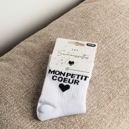MON PETIT COEUR Blanc Noir, Chaussettes Les Sachoussettes