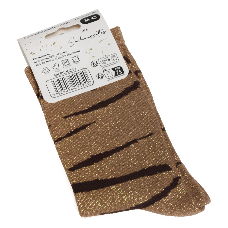 TIGRESSE Marron Or, Chaussettes Les Sachoussettes
