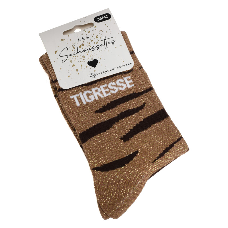 TIGRESSE Marron Or, Chaussettes Les Sachoussettes