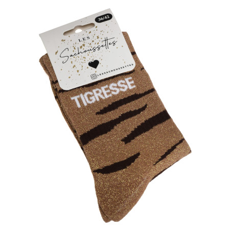 TIGRESSE Marron Or, Chaussettes Les Sachoussettes