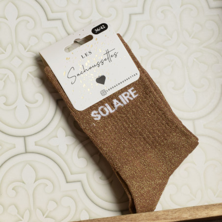 SOLAIRE Marron Or, Chaussettes Les Sachoussettes