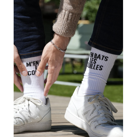 MEN BATS LES COUILLES Blanc Noir, Chaussettes Les Sachoussettes