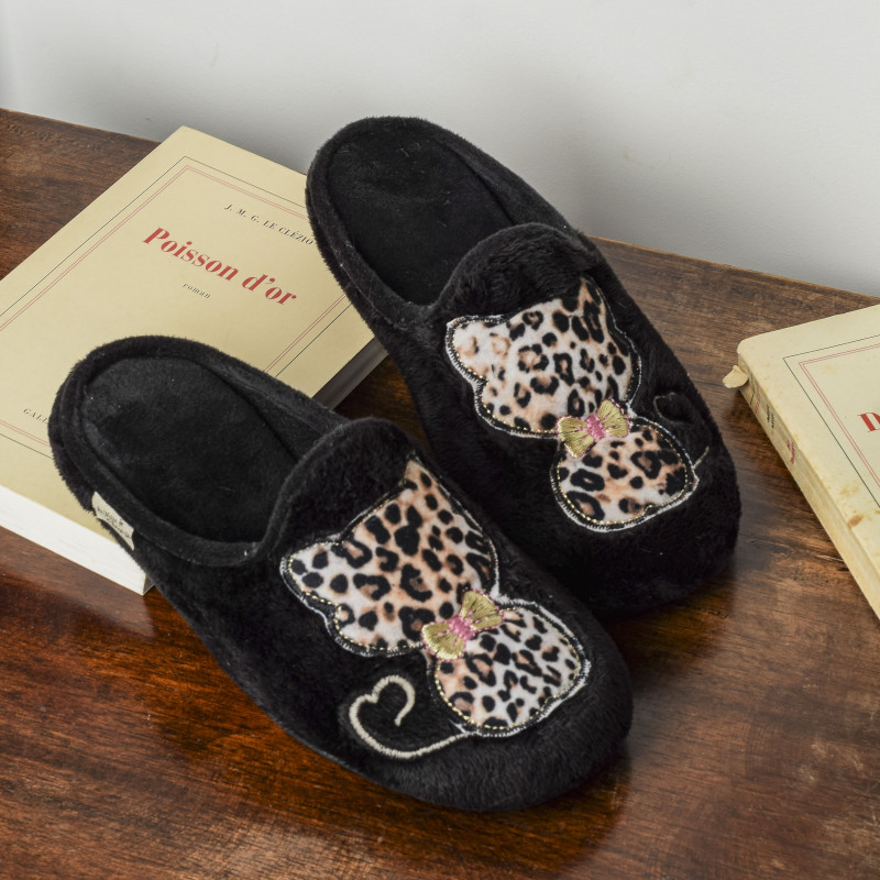 9014 Noir Léopard, Mules La Maison de l'Espadrille
