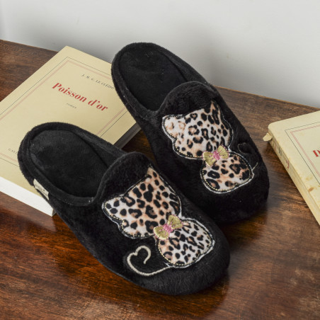 9014 Noir Léopard, Mules La Maison de l'Espadrille