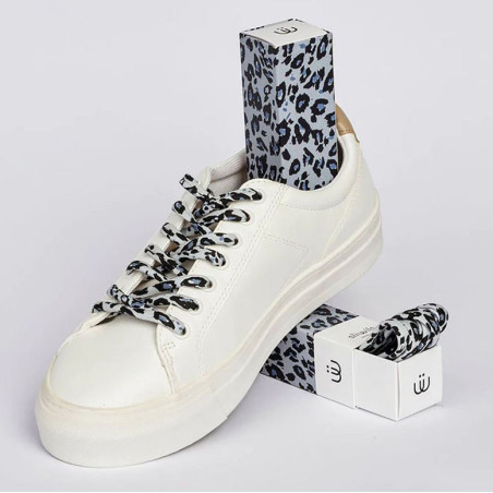 LACETS SAVAGE Blanc Léopard, Lacets Sliwils