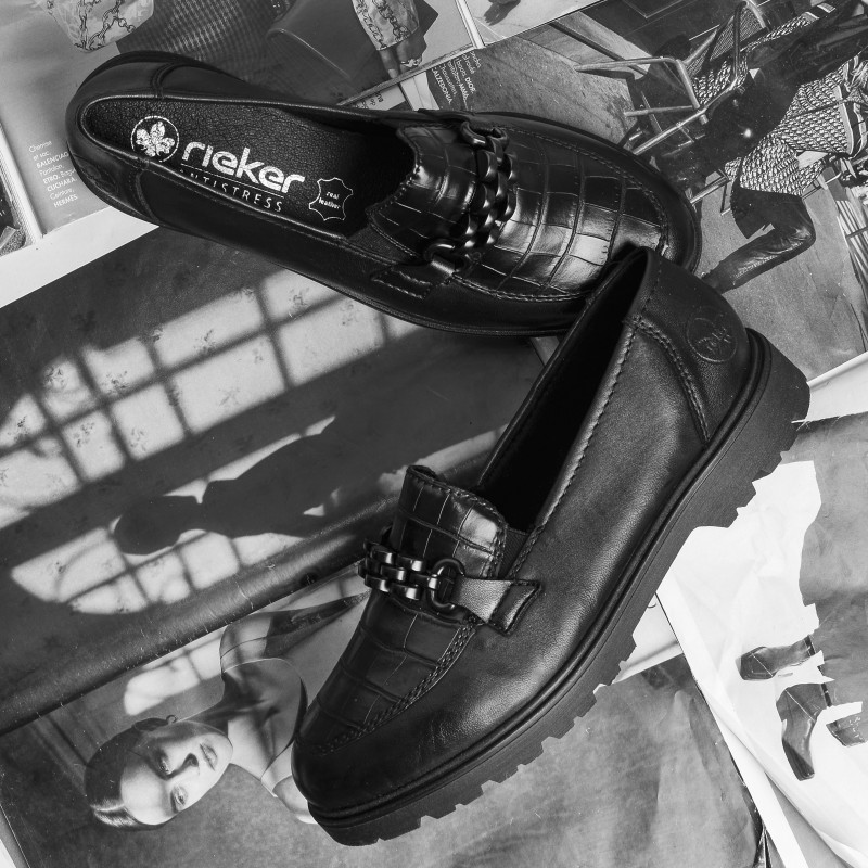45561 Noir, Mocassins Rieker