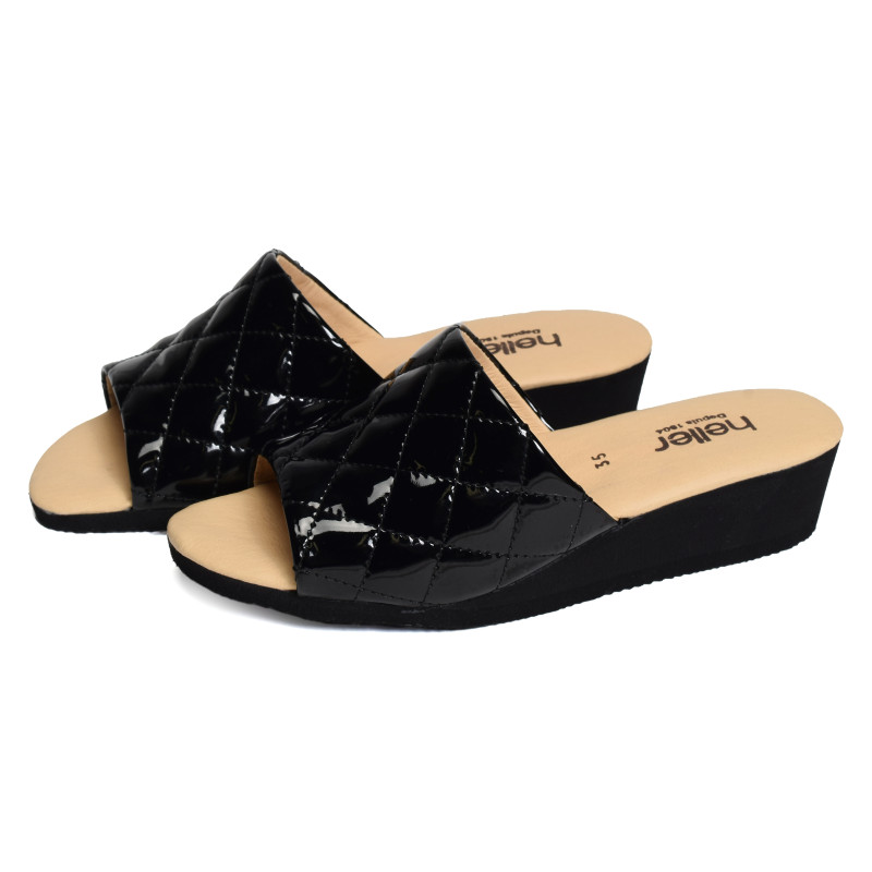 YARUS Verni Noir, Mules Heller