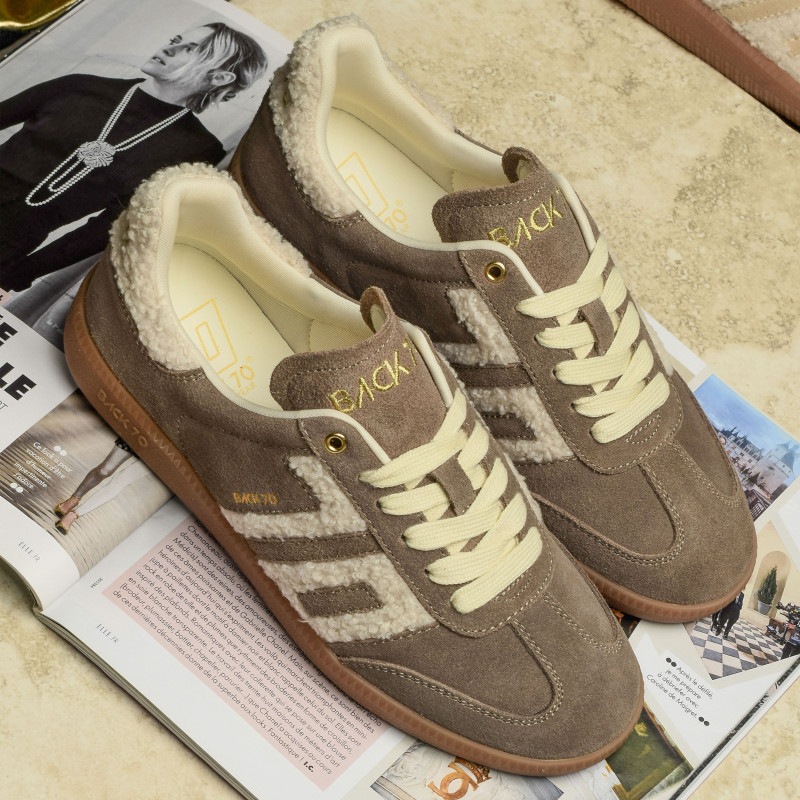 CLOUD FUR Taupe, Sneakers basses Back 70