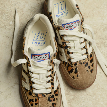 CLOUD LEOPARD Camel Léopard, Sneakers basses Back 70