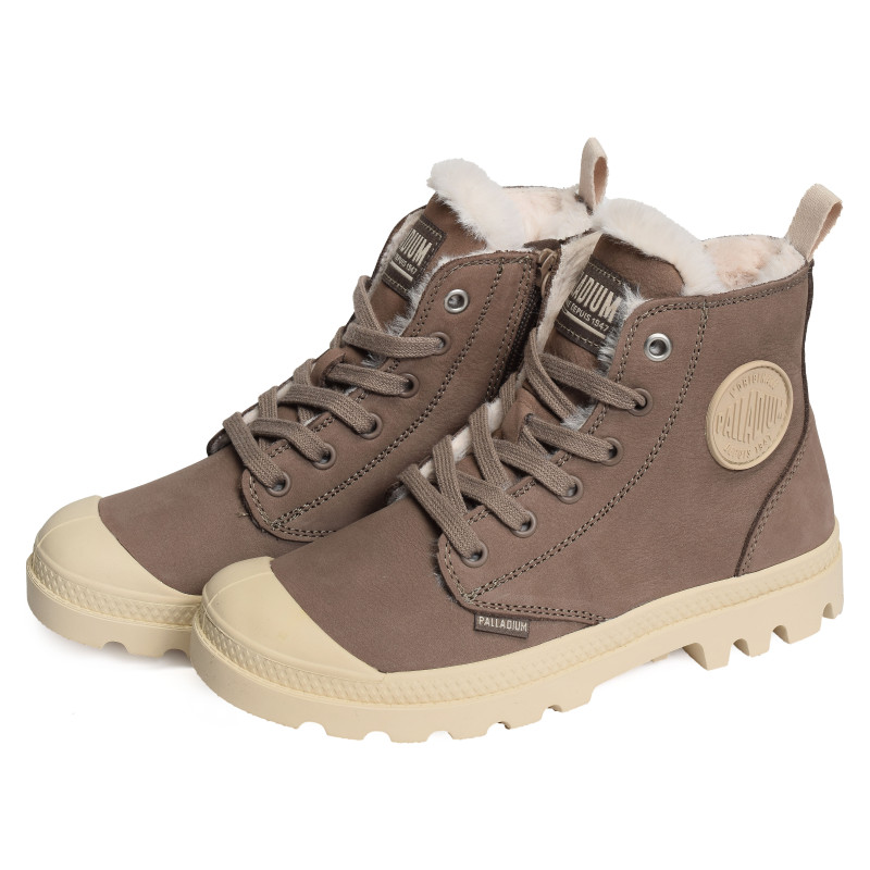 PAMPA HI ZIP Marron Beige, Boots Palladium