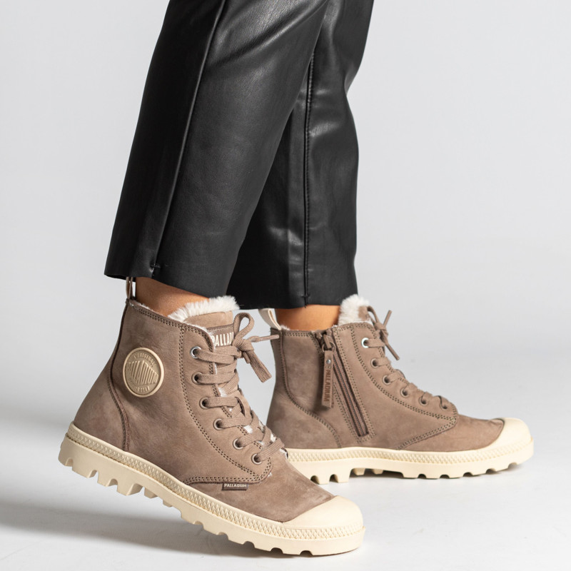 PAMPA HI ZIP Marron Beige, Boots Palladium