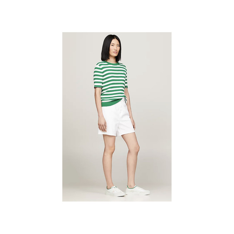 TH HERITAGE COURT SNEAKER 7889 Blanc Vert, Sneakers basses Tommy Hilfiger