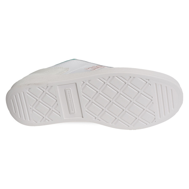 TH HERITAGE COURT SNEAKER 7889 Blanc Vert, Sneakers basses Tommy Hilfiger