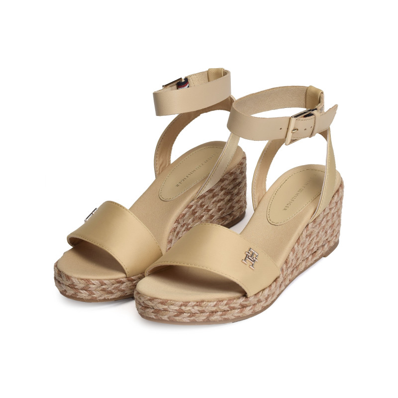 COLORFUL WEDGE SATIN SANDAL 7913 Beige, Sandales compensées Tommy Hilfiger