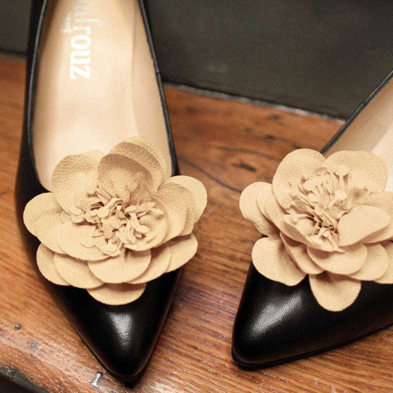 CLIPS MAHELIA Beige, Bijoux de chaussures Froufrouz